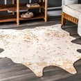 thumbnail image 1 of nuLOOM BIBR01A Iraida Faux Cowhide Shaped Rug, 3` 10" x 5`, Off-White, 1 of 6