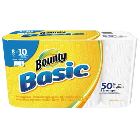 Bounty Basic Select-a-Size Paper Towels, 5 9/10 x 11, 1-Ply, 89/Roll, 8/Pack