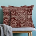 thumbnail image 2 of Boho Throw Pillow Covers 18x18 Inch Set of 2, Carpet Pattern Wine Red Decorative Throw Pillow Covers Christmas Burgandy Red Linen Outdoor Cushion Cover for Sofa Couch Farmhouse Room Bed Decor, 2 of 7