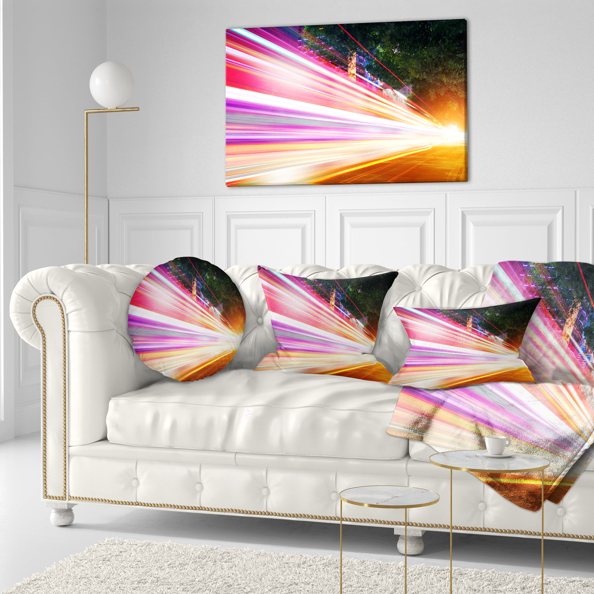 Designart Expressway Light Trails - Cityscape Photo Throw Pillow - 12x20