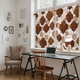 thumbnail image 5 of Brown Geometric Moroccan Kitchen Curtains 54 Inch Length, Abstract Coffee Ombre Modern Tiers Curtains for Bathroom Bedroom Cafe, Light Filtering Small Window Treatment Short Drapes 2 Panels 42"Wx54"L, 5 of 8