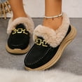 thumbnail image 2 of Pandaie Women's Slip on Loafers Fleece Lined Fuzzy Warm Winter Snow Boots Arch Support Indoor Outdoor Casual Walking Shoes Black 6, 2 of 7