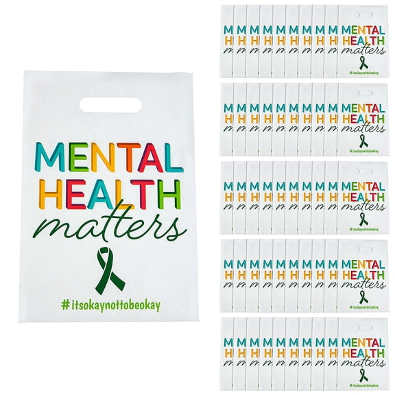 8 1/2" x 12" Bulk 50 Pieces Mental Health Matters Plastic Goody Bags