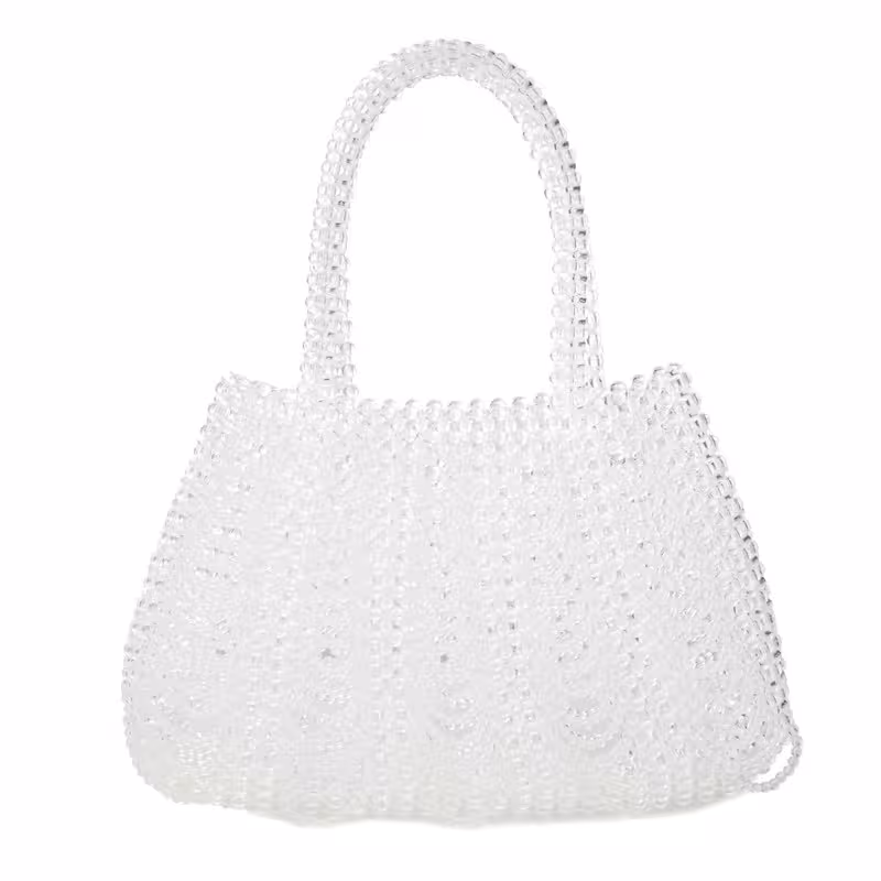 YIFEI Acrylic Beaded Tassel Handbag Pearl Purse Evening Clutch for Wedding Party