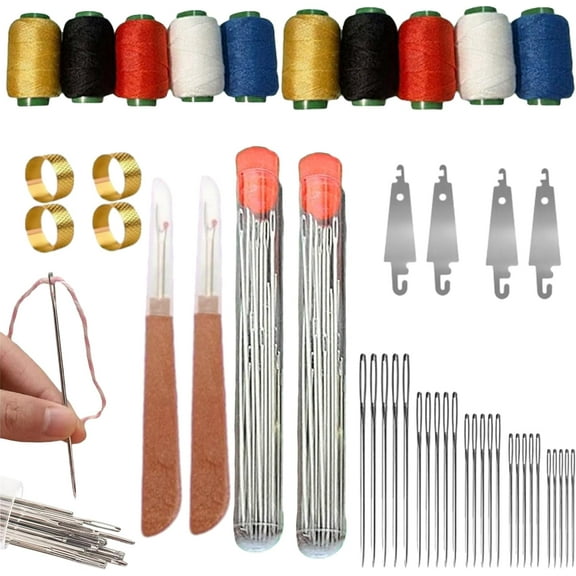 Big Eye Steel Sewing Needles Kit, Big Eye Steel Needles, Hand Sewing Repair Tools Kit, Stainless Steel and Hand Sewing, for Beginners Daily Use,36PCS