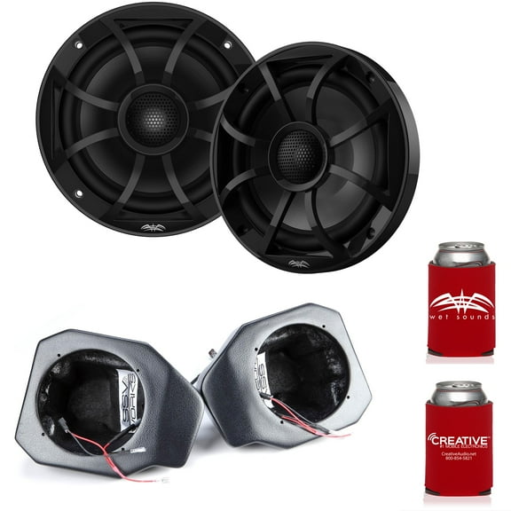 Wet Sounds RECON 6-BG 6.5" Black Grill Marine Speakers with RG4-F65U Ranger XP1000 2018 and up Front Speaker Pods