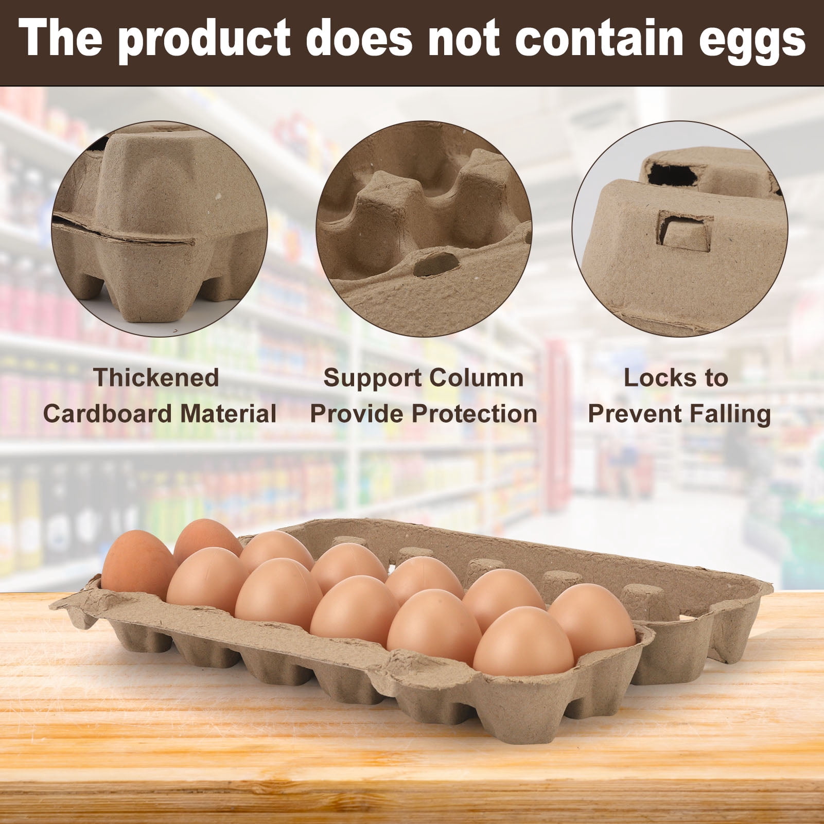 Hengguang 25 Pack  Natural Paper Pulp Egg Cartons, Egg Storage Containers Holder, Dozen Vintage Classical 2x6 Style Cardboard Egg Tray Holder for Family Farm Market Storing