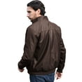 thumbnail image 6 of WenVen Men's Leather Jacket Stand Collar Bomber Faux Leather Jacket Brown 2XL, 6 of 8