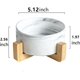 thumbnail image 2 of Cuenco redondo de cerámica para perros y gatos con soporte de madera, soporte de agua de cerámica duradero para mascotas, cuenco para perros con soporte, (mármol grande 20 cm), 2 of 5
