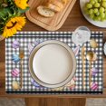 thumbnail image 4 of Bunny Gnomes Easter Placemats Set of 4, Eggs Black White Checkered Farmhouse Placemats for Dining Table, Place Mats for Kitchen Tabletop, Waterproof Wipeable Dining Table Mats Set, 4 of 9