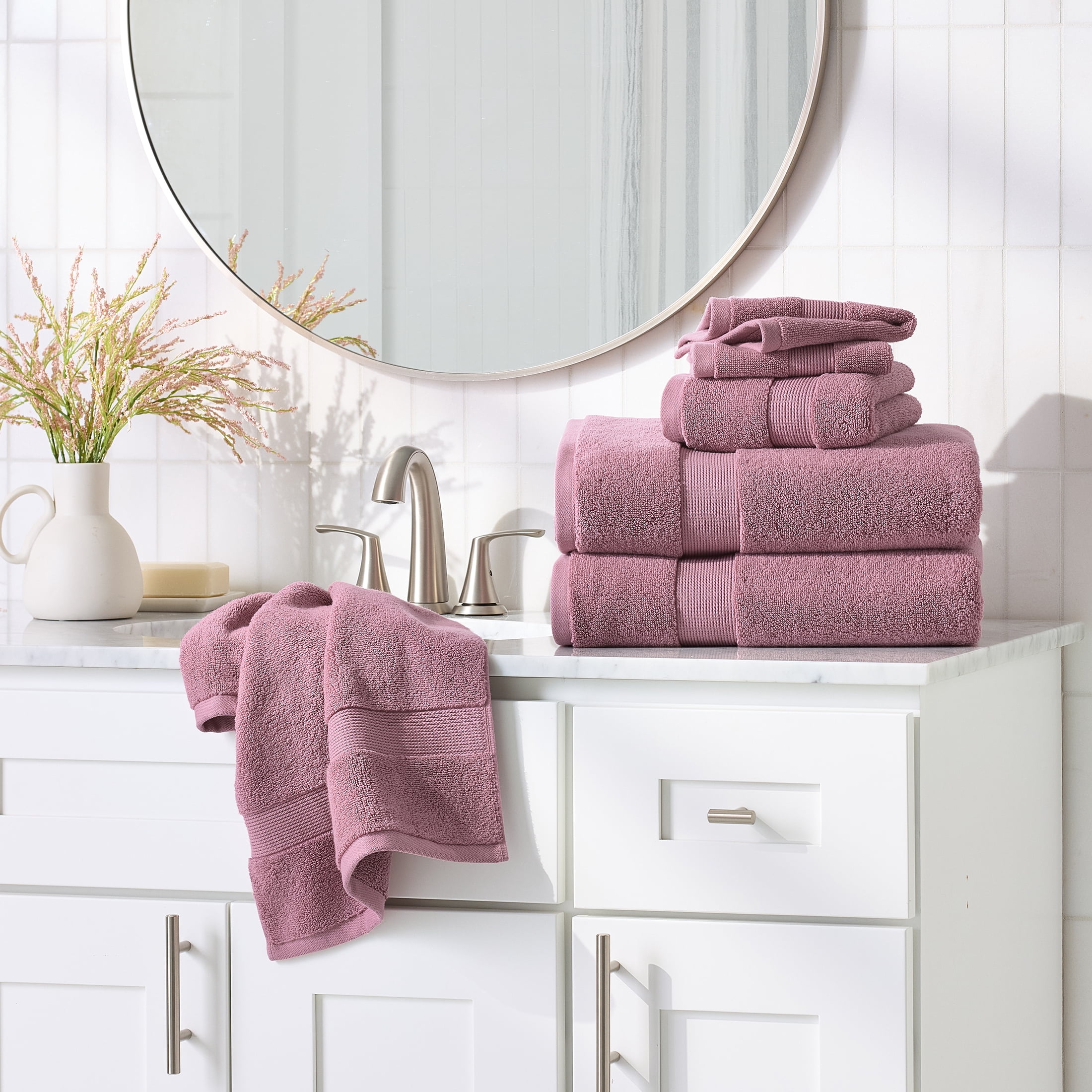 Better Homes & Gardens Signature Soft Popcorn Texture 6 Piece Towel Set,Violet Gem