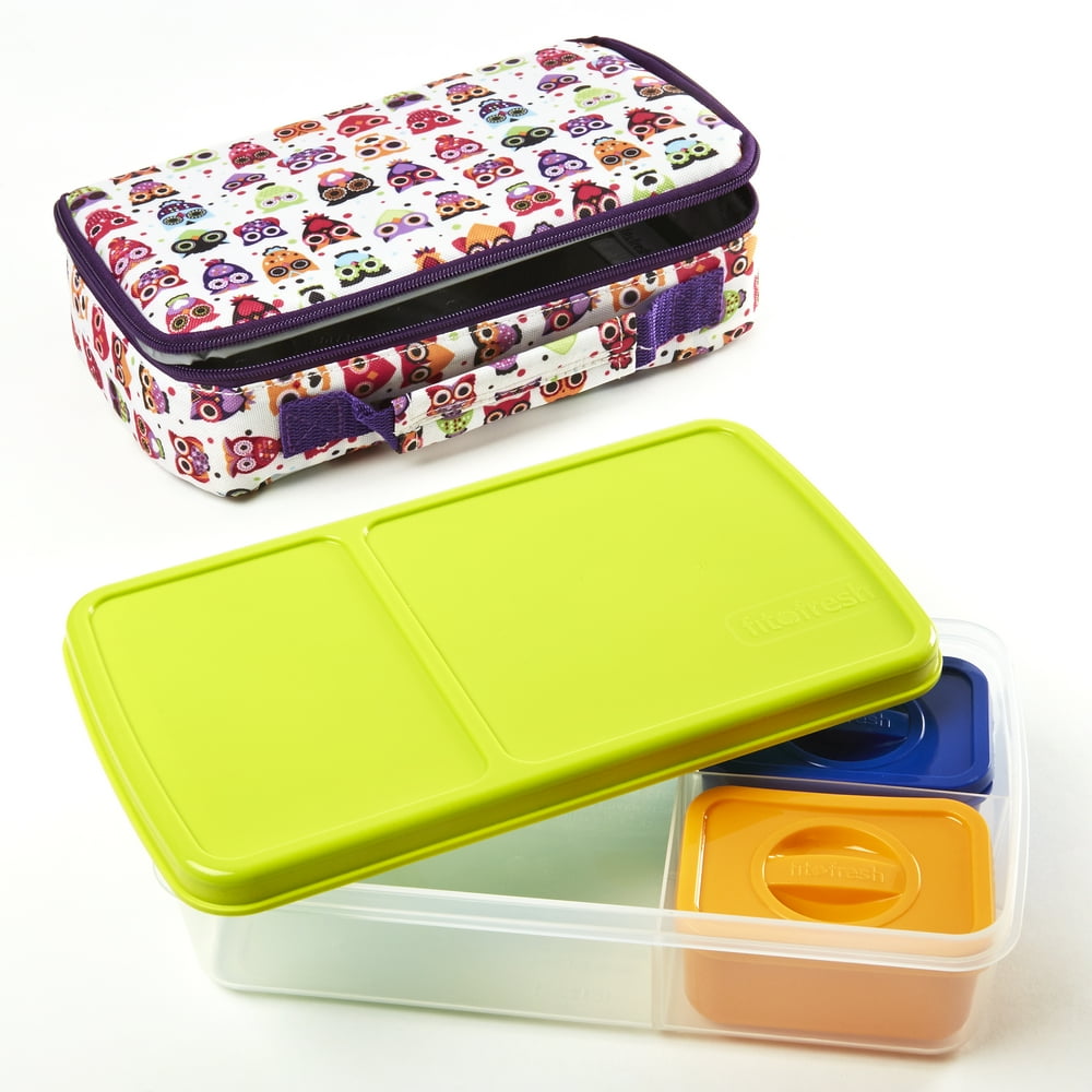 Fit & Fresh Bento Box Lunch Set with Insulated Carry Bag (Hoot