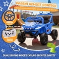 thumbnail image 3 of 12V Dinosaur Kids Ride On Car, 2 Seater Power Ride On Toy for Kids with Remote Control, Bluetooth, USB, 4 Wheel Suspension, Dinosaur Electric Toy Car for Boys and Girls Ages 2-4, Blue, 3 of 8