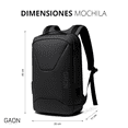 thumbnail image 4 of Mochila Antirrobo para Laptop Gaon Resistente al Agua Gris Oscuro, 4 of 8