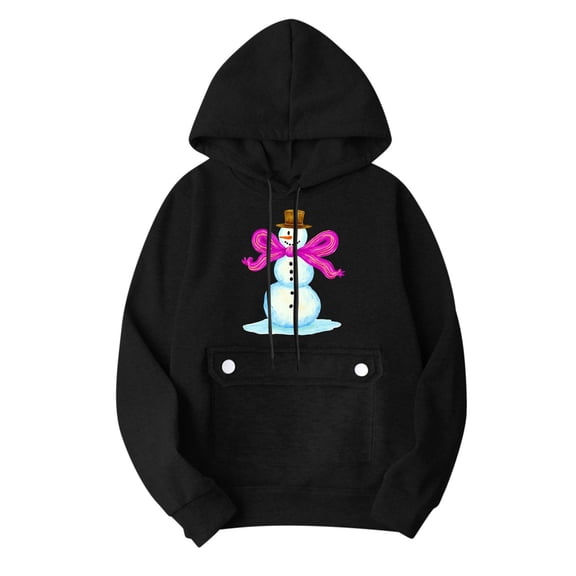 qucoqpe Womens Christmas Hooded Sweatshirt with Pocket Long Sleeve Oversized Pullover Hoodies for Women