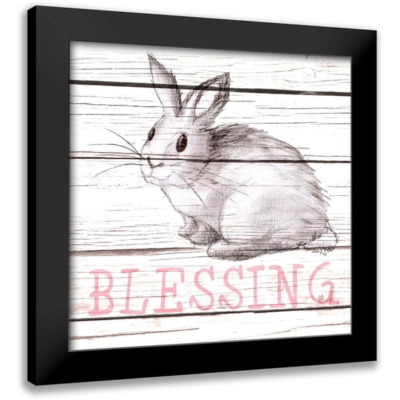 Metz, Andi 12x12 Black Modern Framed Museum Art Print Titled - Rabbit Blessing
