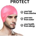 thumbnail image 2 of Resistente al agua: gorro de natación de silicona impermeable, gorro de natación de silicona para hombres y mujeres y cabello largo. Niños, adolescentes con pelo largo y rizado (plata) JM, 2 of 5