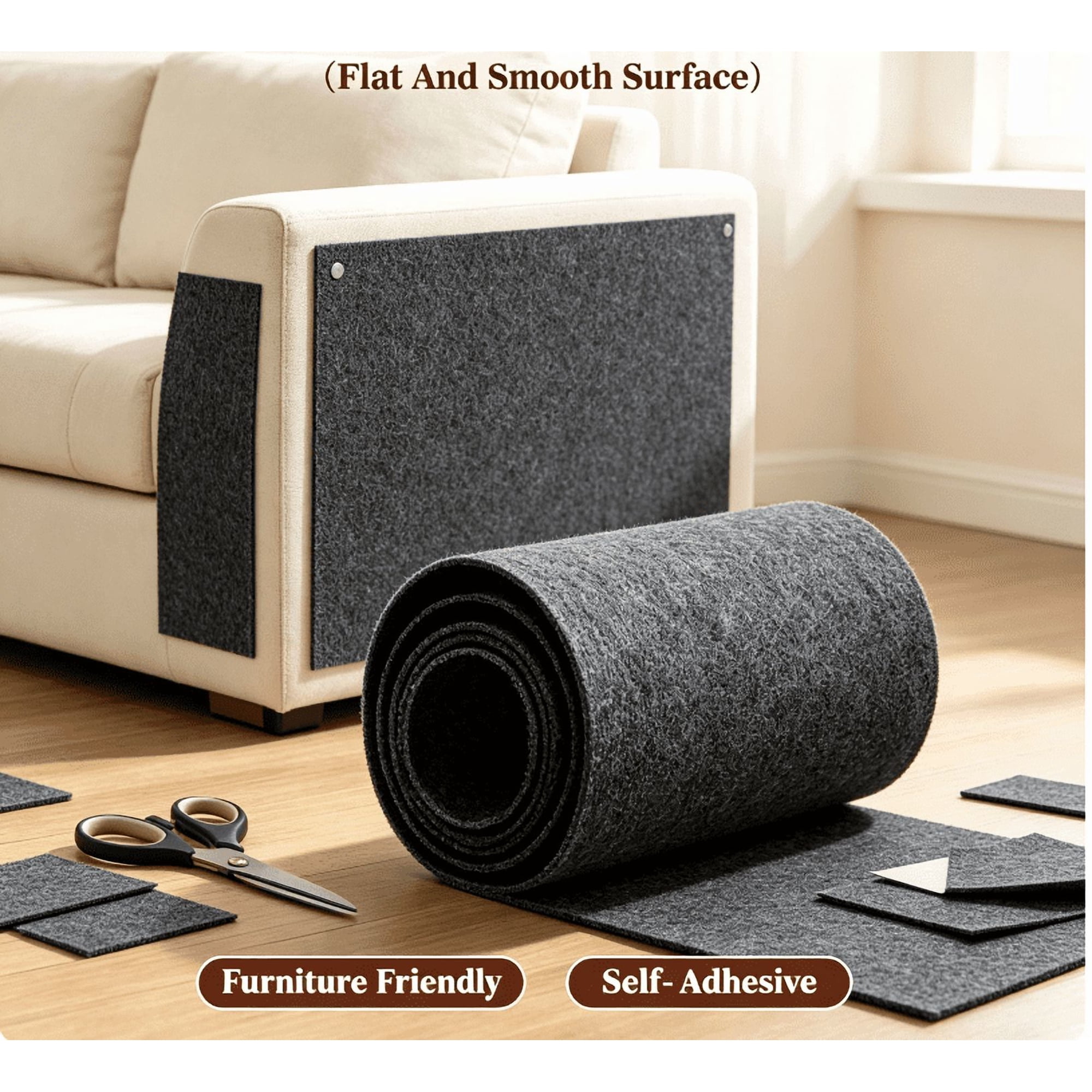 Cuttable Self‑Adhesive Cat Scratching Pad Durable Carpet Sheet for Refurbish Cat Tree Anti‑Scratch Furniture Sofa Protector for Household Cats (Black L/40*100cm)