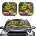 thumbnail image 2 of Kll Vintage Wooden Bucket Windshield Sun Shade 2-Piece Foldable Car Front Window Sunshade For Most Sedans Suv Truck - Auto Sun Blocker Visor Protector Blocks Max Uv Rays - Medium, 2 of 7