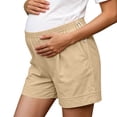 thumbnail image 2 of Cavosen Lightweight Maternity Linen Cargo Shorts Wide Leg Elastic Waist Pregnancy Shorts Solid Cozy Summer Lounge Pants, 2 of 8