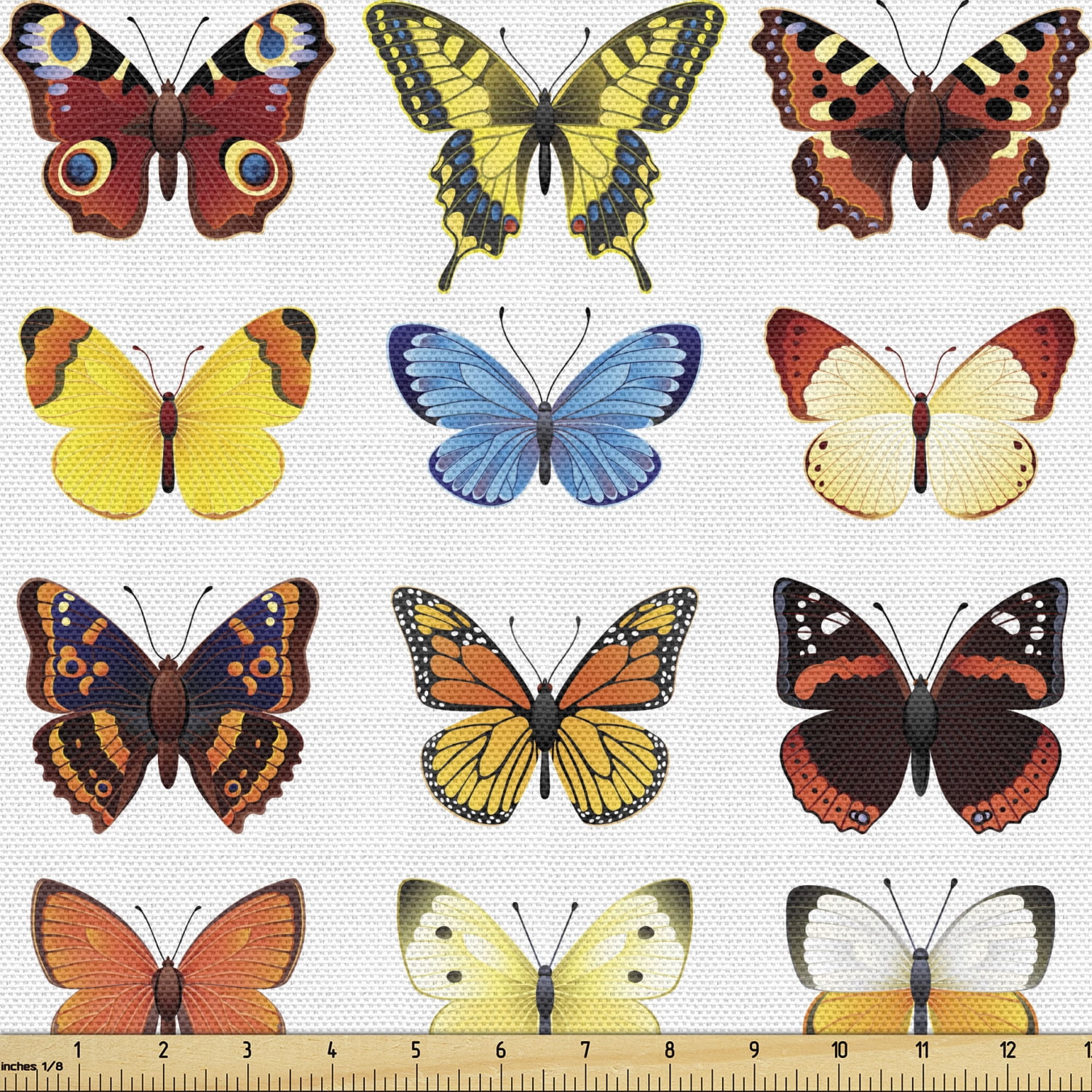 Butterfly Fabric by the Yard Assortment of Detailed Butterflies in