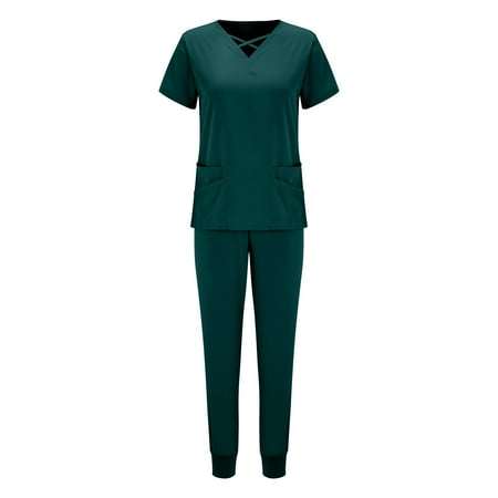 

Scrubs For Women Tops Stretchy Factory Hot Mountain Blue Color Pajamas Plus Size Pajama Romper Woman With Pocket Nurse Uniforms Women