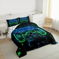thumbnail image 3 of Manfei Modern Gamepad Full Size Comforter Sets,Teens Video Game Bedding Comforter Set,Green Blue Black Bedding Sets For Boys Kids,Ultra Soft Home Decor Reversible,3pcs, 3 of 8