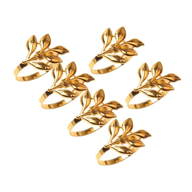 Servilletero Servilletero Anillos para servilletas Adorno en forma de hoja Hebilla para servilletas oro