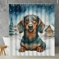 thumbnail image 2 of Hello Winter Dachshund Welcome Snowy Night Watercolor Vintage Shower Curtain Wiener Dog Lover Gifts Idea Waterproof Bathroom Bathtub Curtain - 01011, 2 of 5