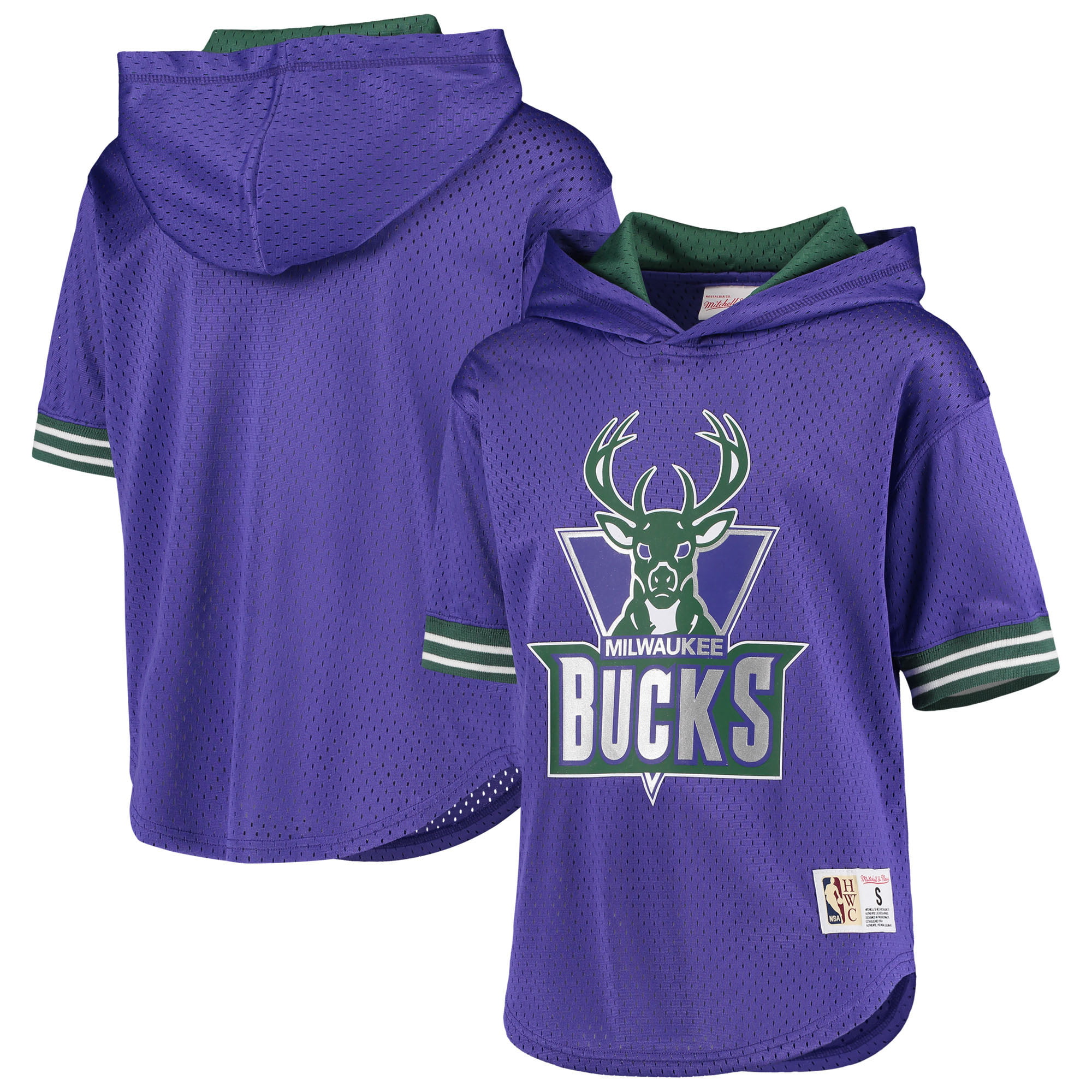 Milwaukee Bucks Mitchell Ness Youth Hardwood Classics Unbeaten Hoodie T Shirt Green Purple Walmart Com Walmart Com