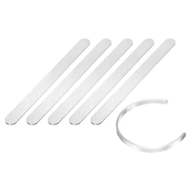 Uxcell 5 Pcs Plantillas de Pulsera de Aluminio 19/32″ x 6 Pulgadas Grabado Metal Estampado Plantillas de Pulsera Ajustables para Hacer Joyería DIY Artesanías Estampado de Metal, Plata