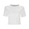 thumbnail image 3 of Tshirts Shirts for Women Solid Color Short Sleeve Casual Slim Fit Crew Neck Refreshing Breathable Resistant Daily White Workout Tops Sizes M, 3 of 7