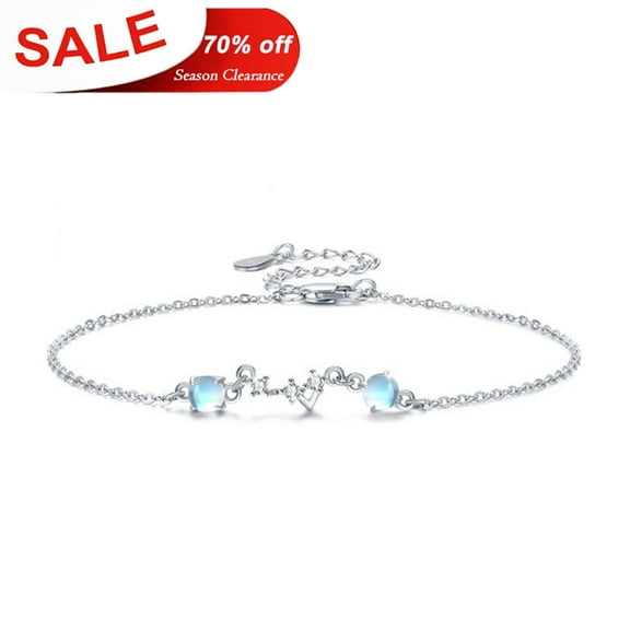 Cuoka Moonstone Bracelet 925 Sterling Silver Love Heart Bracelets 18K White Gold Plated Hypoallergenic Fashion Jewelry Birthday Xmas Gifts for Women Girls Mom Daughter Wife
