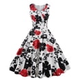thumbnail image 1 of WILLBEST Vestidos Casuales para Mujer Fiesta Vintage de Las Mujeres con Cuello En V Sexy Estampado Floral Vestido sin Mangas Cena Vestido Formal Mediana, 1 of 3