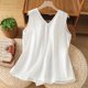thumbnail image 4 of Camiseta de Cuello en V sin Mangas de Color Sólido para las Mujeres, Top Casual de Estiramiento Suave para Uso Diario Y Laboral, 4 of 8