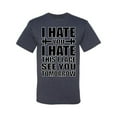 thumbnail image 2 of Wild Bobby I Hate You I Hate This Place See You Tomorrow Gym/Workout Men Graphic Tee, Vintage Heather Navy, Small, 2 of 5