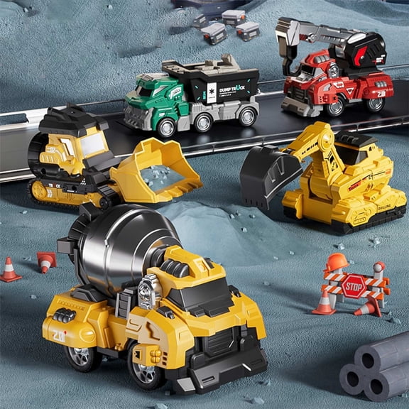 Nilvkv Friction Powered Cars, 5.1in Push and Go Toys Car Construction Vehicles Construction Truck Made with Plastic, Toys for 3  Year Old Boys and Girls Gifts