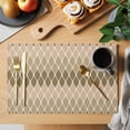 thumbnail image 2 of Abstract Art Placemats Set of 6, Brown Khaki Ombre Geometric Wavy Lines Non-Slip Place Mats Washable Table Mats for Kitchen Dining Table Decorations Indoor/Outdoor, 2 of 9