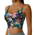 thumbnail image 2 of Pofeuu Colorful Flowers Print Sports Bra for Women Sexy Vest Yoga Running Gym Fitness Crop Bras Tops-Small, 2 of 8
