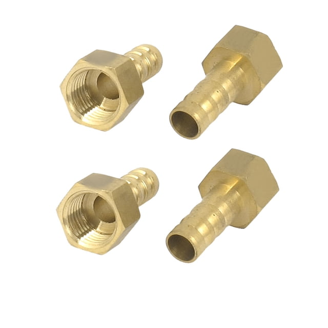 Unique Bargains 1/4BSP Female Thread 8mm Tube Dia Brass Hose Barb Coupler Connector 4pcs