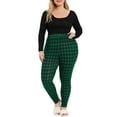 thumbnail image 2 of MODA NOVA Juniors' Plus Size Check Leggings Plaid Skinny Loungewear 4X Green, 2 of 5