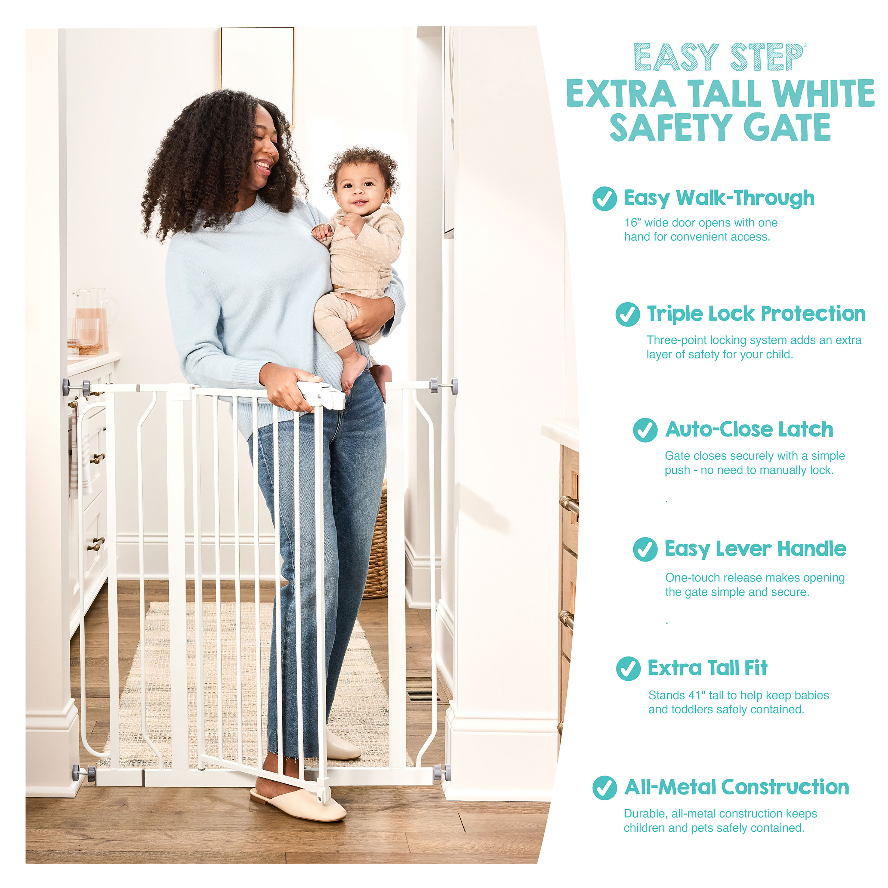 Regalo Easy Step Extra Tall Walk-Through Safety Gate, 29-36.5 Inches photo 3