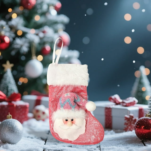Festive Holiday Stocking Candy Pouch Holder for Seasonal Decorative Hanging Ornament Display