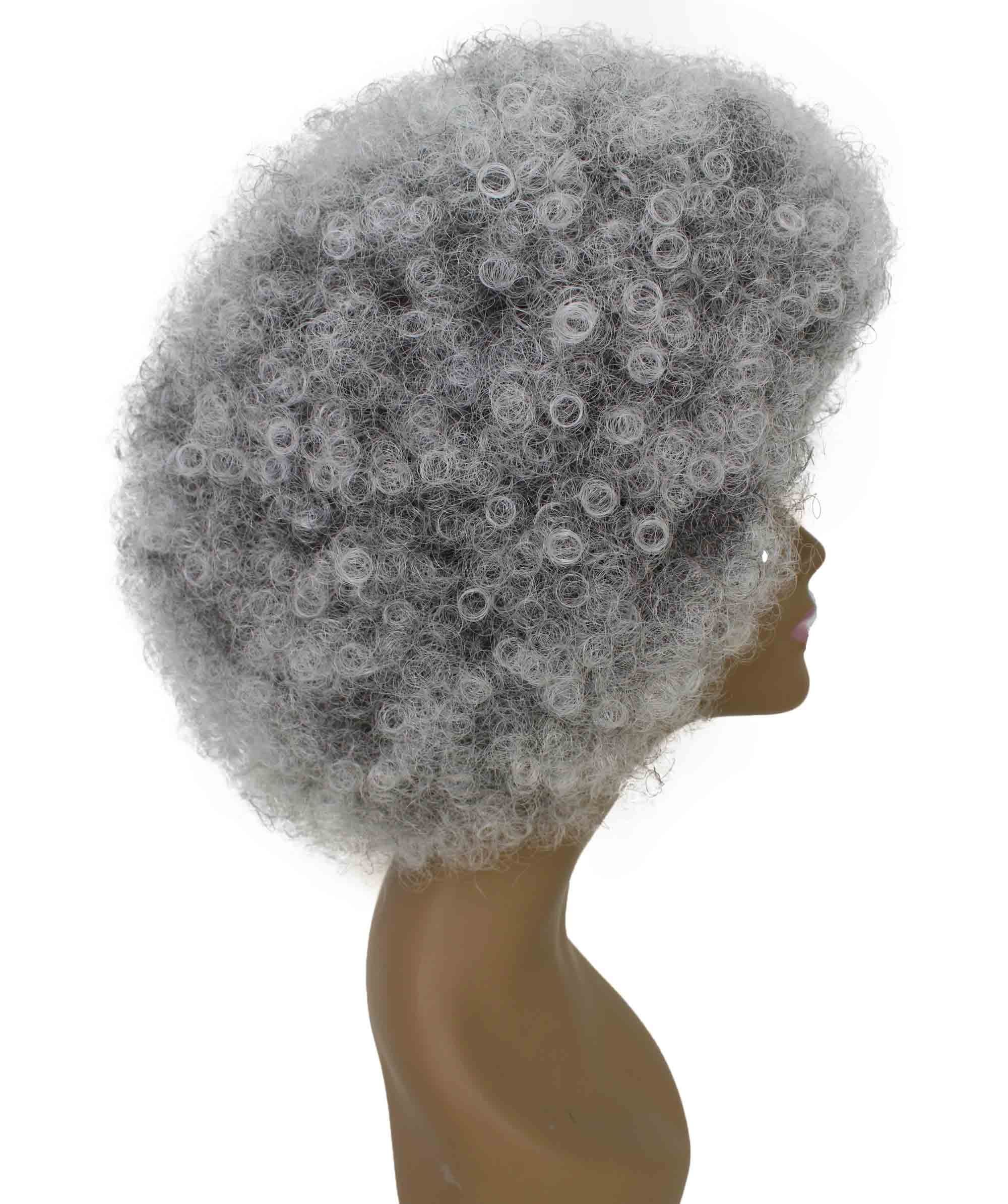 LUXLUXE Taylor 14" Curly Full Cap Synthetic Wig, Heat-Resistant Fiber Charcoal Mixed Gray Hair for Party & Daily Wear