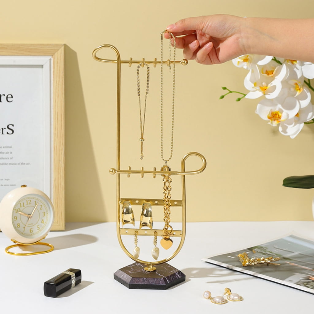Oasiva Jewelry Organizer Holder for Earrings Necklaces Bracelets Marble Base Earring Display Stand Hanger U-Shape Display Rack