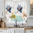 thumbnail image 6 of Blue Yellow Flowers Swag Curtains for Kitchen/Bedroom/Living Room, Spring Summer Garden Wildflowers Scalloped Curtains 63 Inch Long, Window Swag Topper Curtains Valances 2 Panels Set 36"x63", 6 of 8