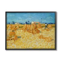 Harvest In The Provence Van Gogh Scenery Landscape Painting Black Framed Art Print Wall Art