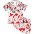 thumbnail image 5 of Lovzfmll Pajama Set for Women, Valentine's Day Print Short Sleeve Set, Collared Pocket Top & Shorts, Casual Sleep & Home Wear Pink-A, S, 5 of 5