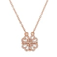 thumbnail image 2 of enjoywould Clavicle Chain Electroplating Rhinestone Two Ways Wearing Heart-shaped High Gloss Decorate Neck Ornament Transform Luxury Four Leaf Clover Pendant Necklace for Dating, 2 of 5