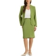 thumbnail image 2 of INSPIRE CHIC Women's Skirt Sets Collarless Suit Blazer and Pencil Skirts 2 Piece Chic Outfits 2XL Olive Green, 2 of 6